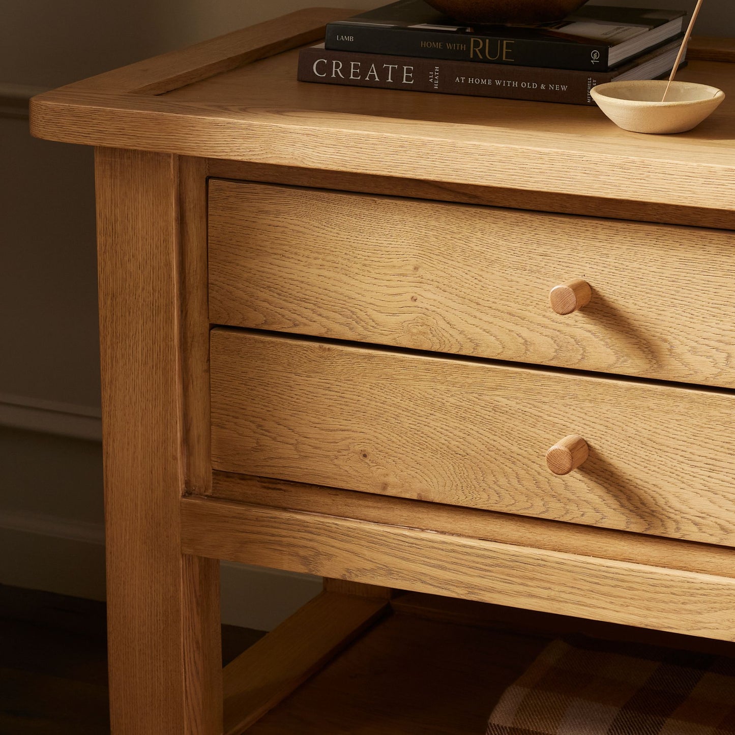 Evans Nightstand up close styled