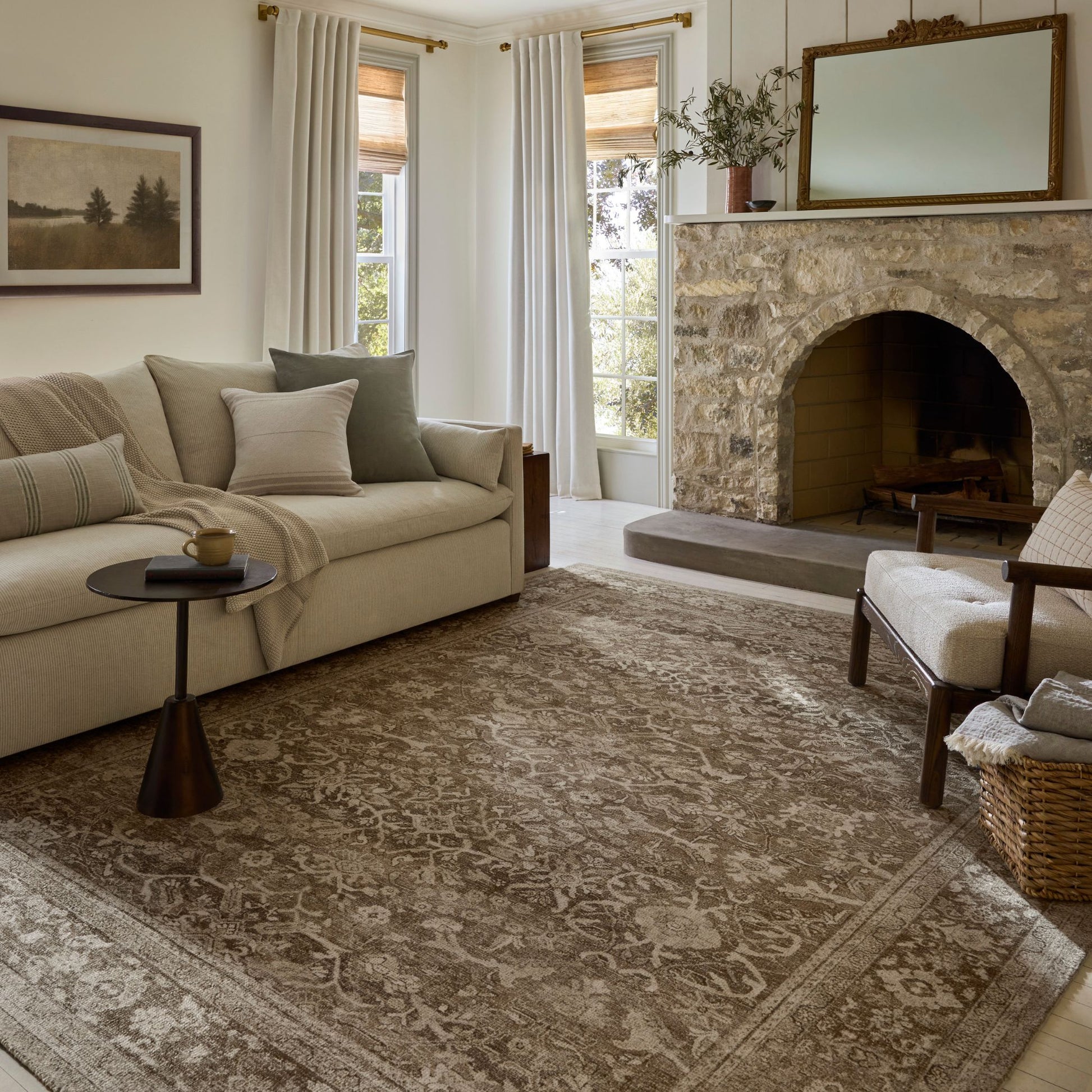 Wimberly Bark Ivory  Rug shown in living room