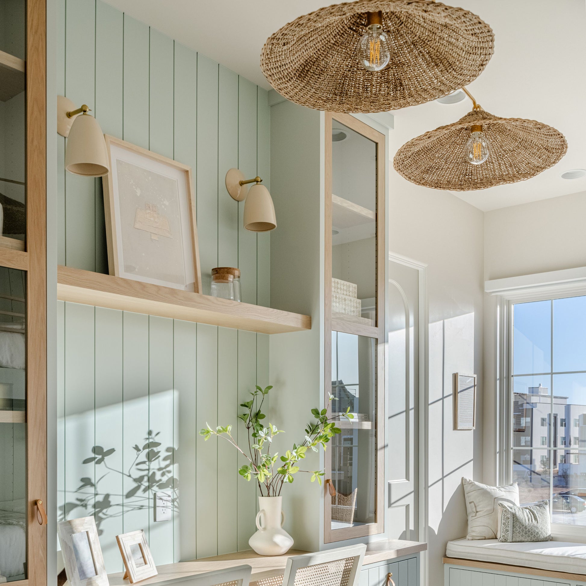 Calder Linear Chandelier shown in bright room