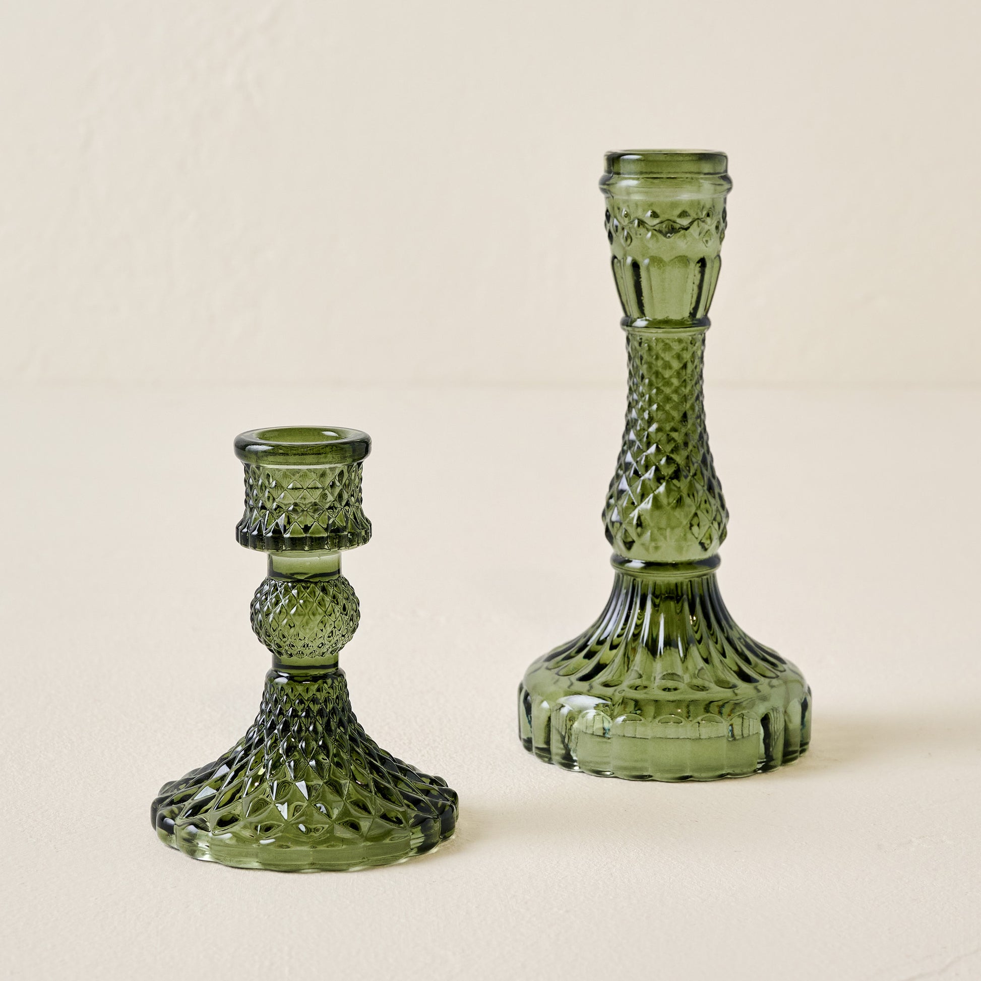 Antique Green Glass Taper Holder