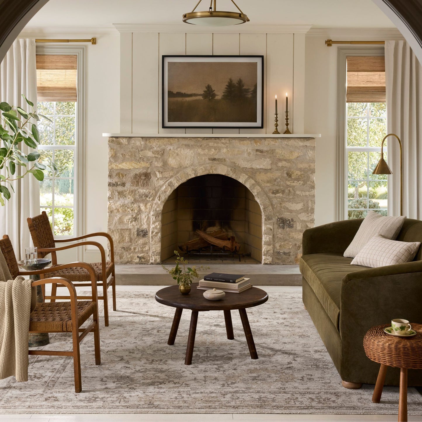 Pace Natural Stone Rug shown in living room