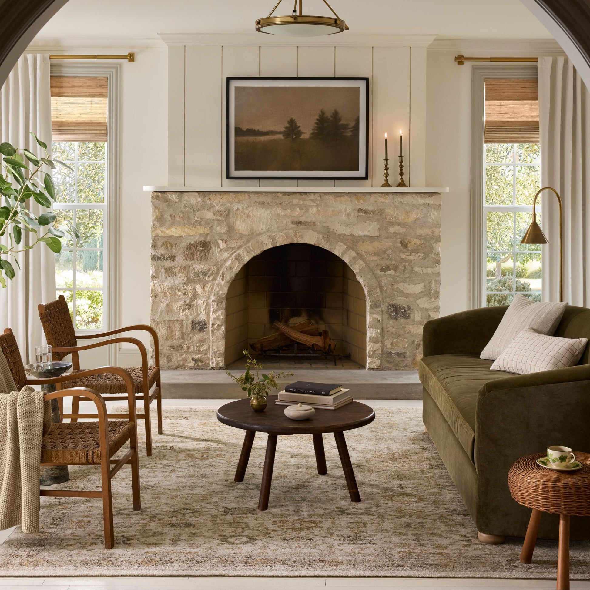 Pace Natural Multi Rug shown in living room