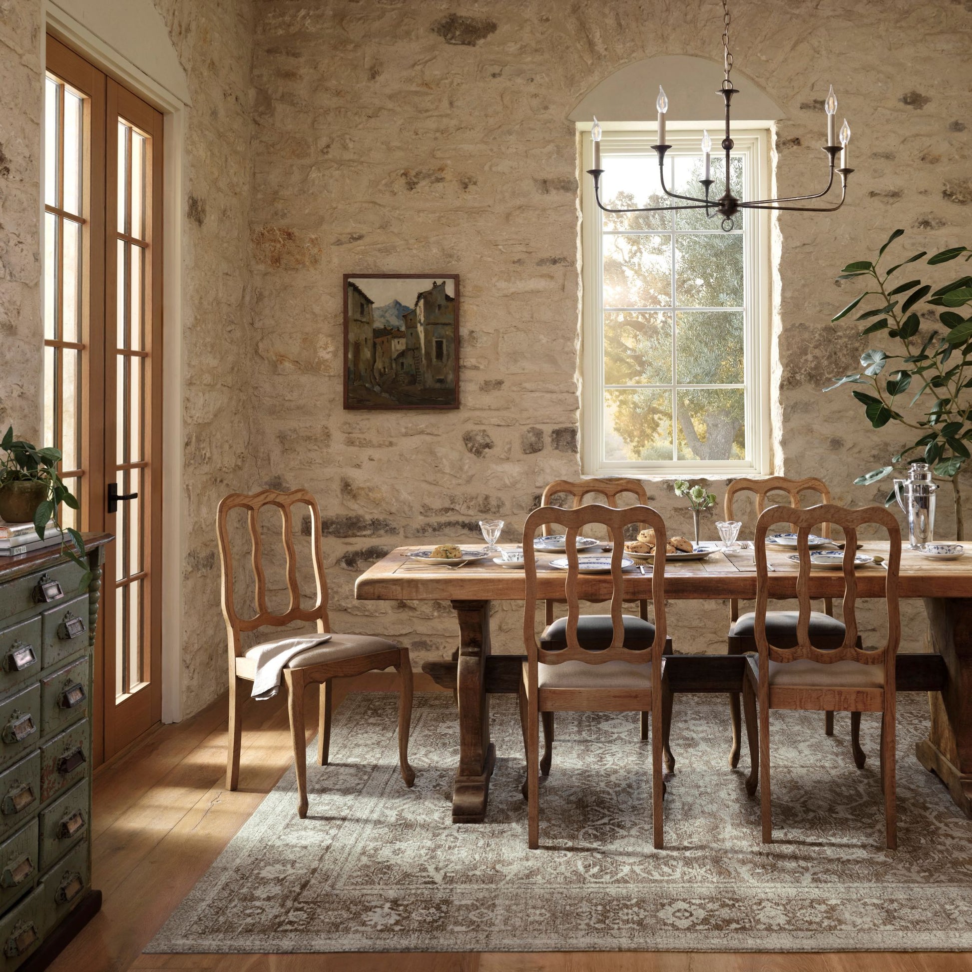 Wimberly Bark Ivory  Rug shown in dining space
