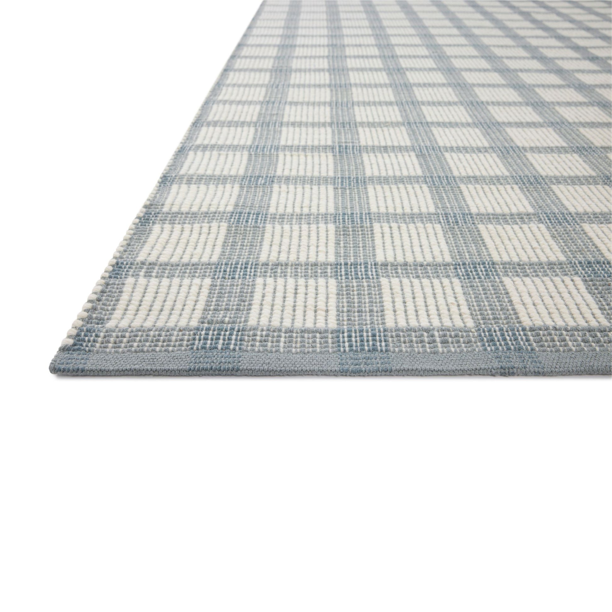 Ryder Blue Ivory Rug corner up close