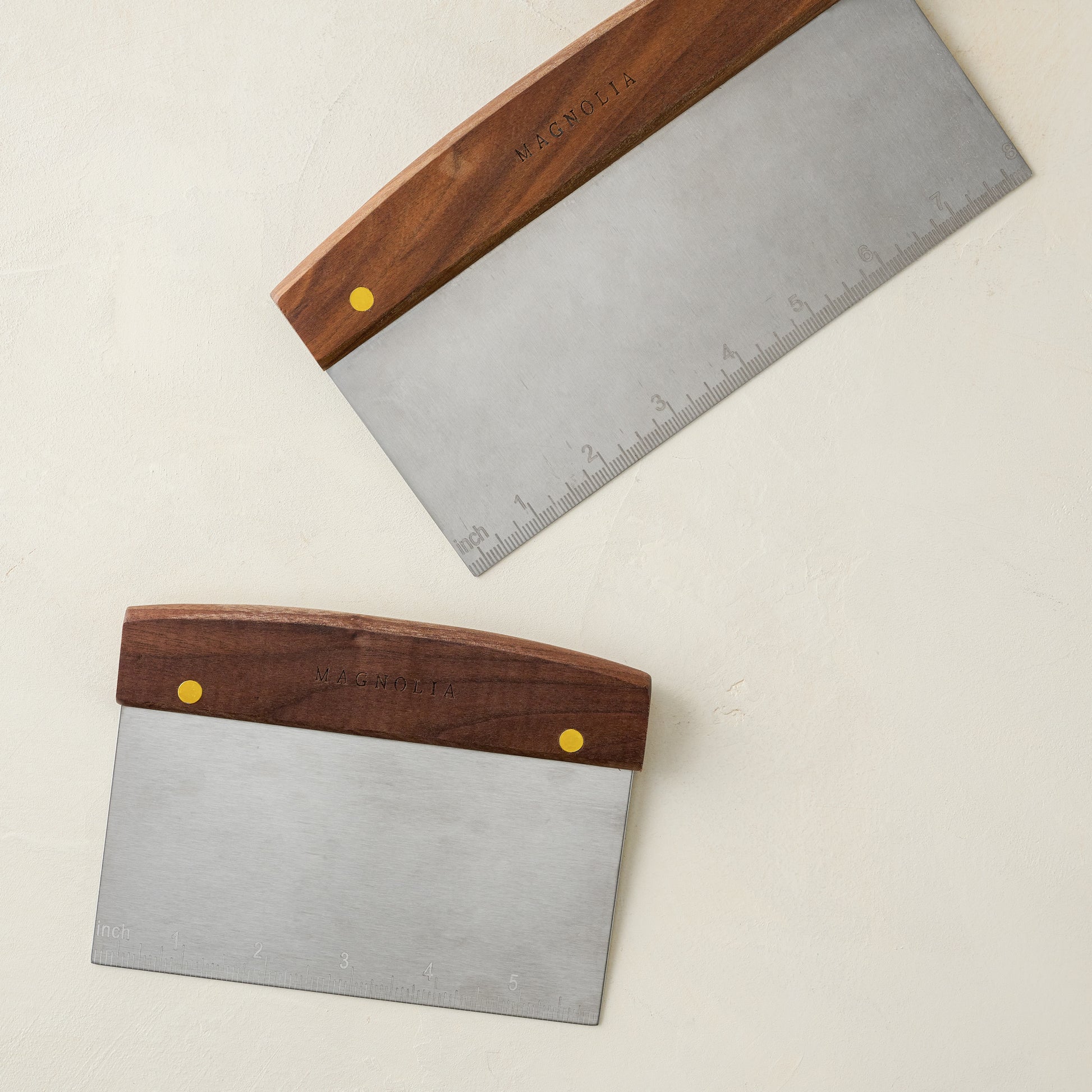 Gristmill Collection Bench Scraper with Walnut Handle (Large) with small scraper