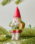Garden Gnome Ornament Clip shown on christmas tree branch