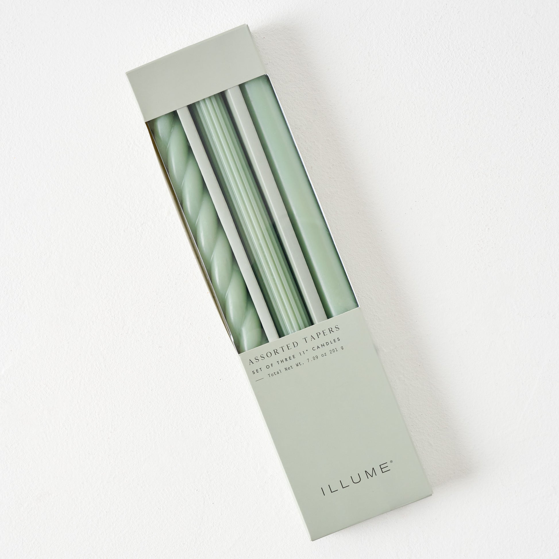 Assorted Sage Green Taper Candle Set