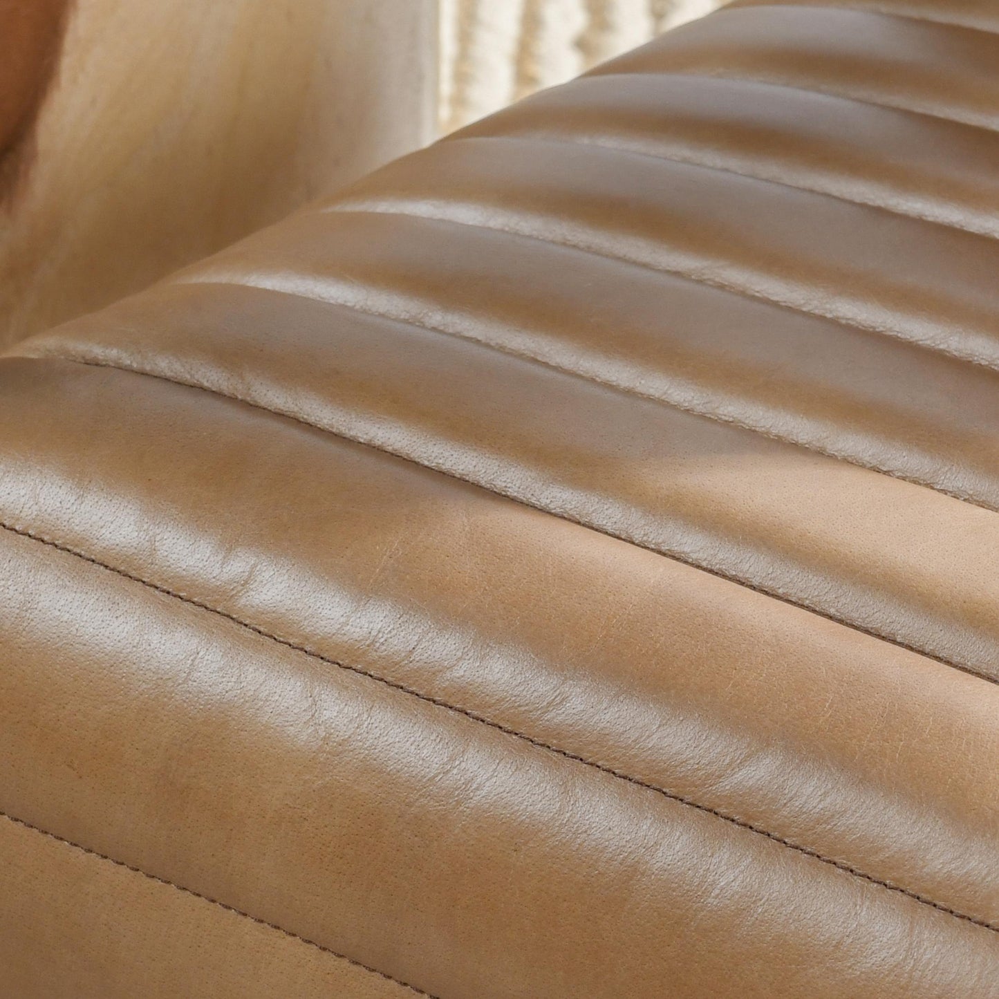 Holland Channel Stitch Chair leather up close