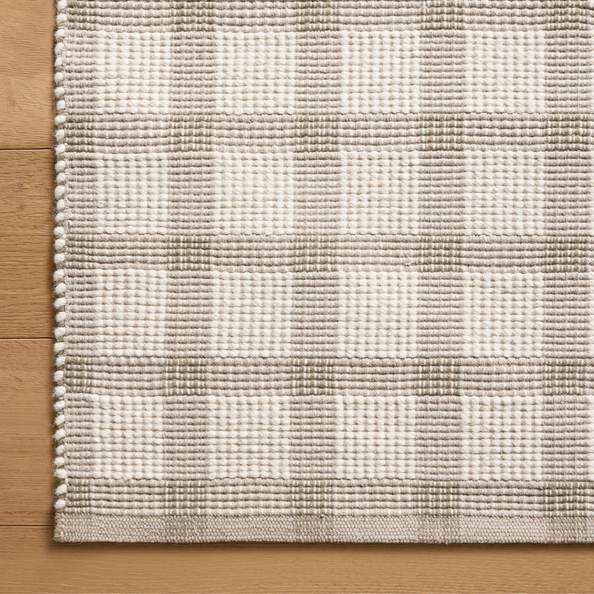 Ryder Stone Ivory Rug corner shown from above