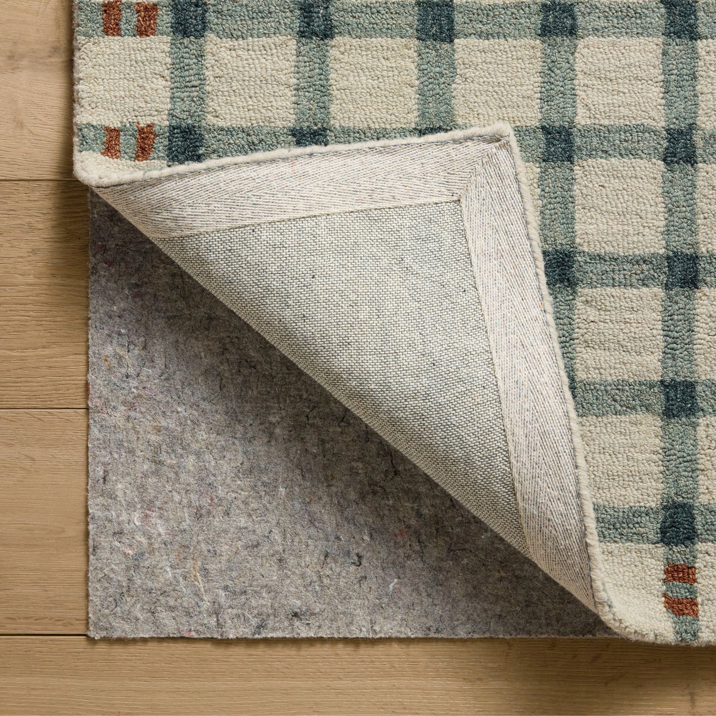 Waylon Spa Brick Rug corner shown flipped
