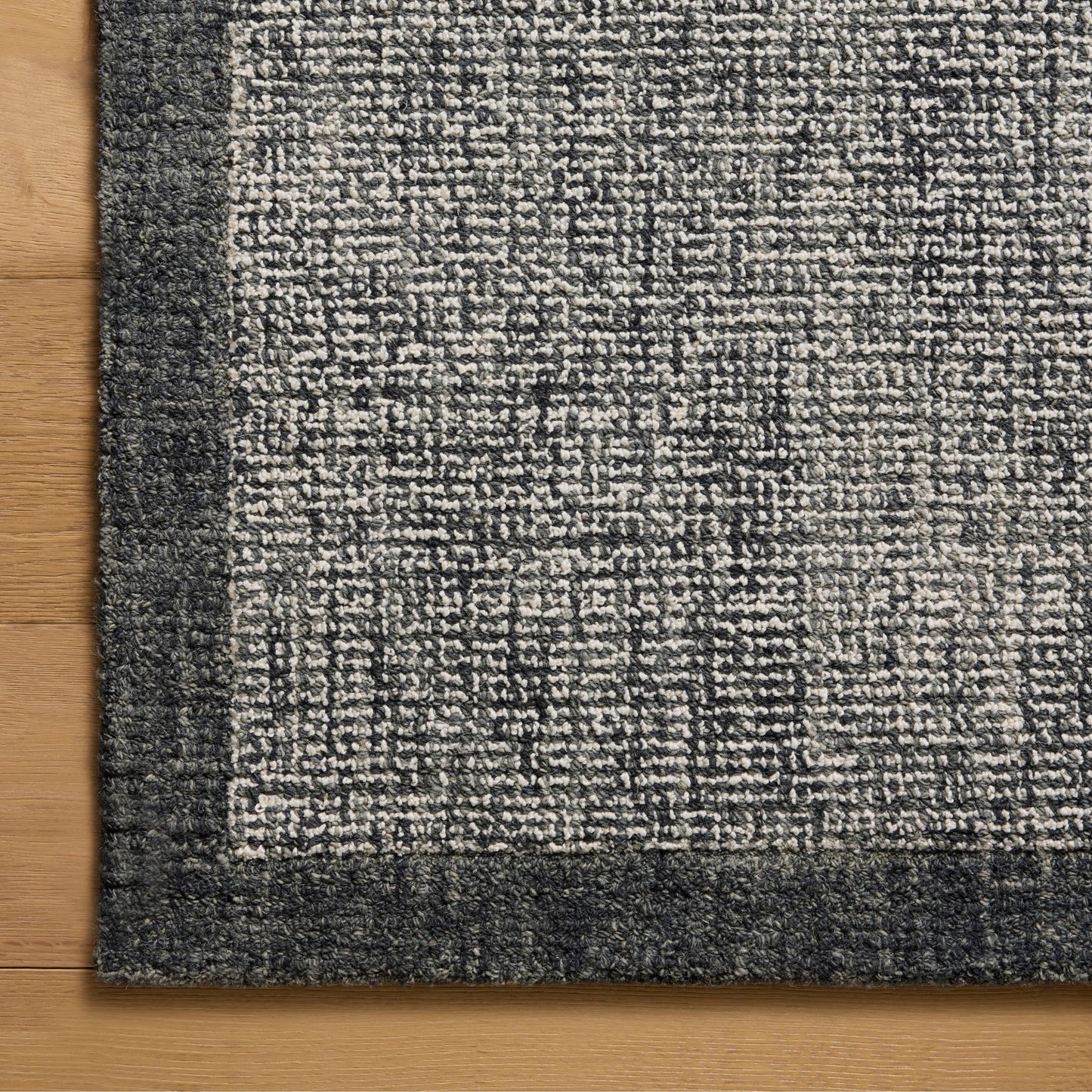 Henley Ivory Charcoal Rug corner top view