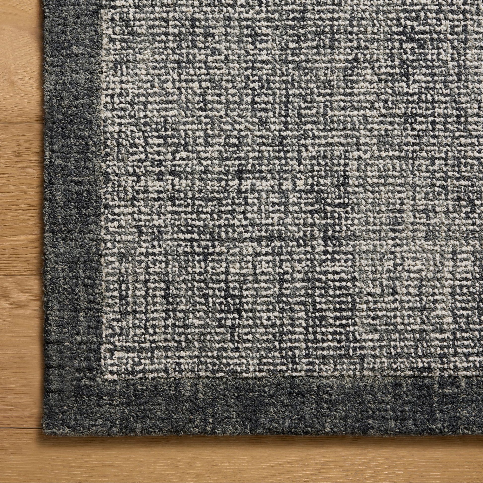Henley Ivory Charcoal Rug corner top view