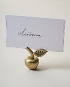 Antique Brass Apple Placecard Holder