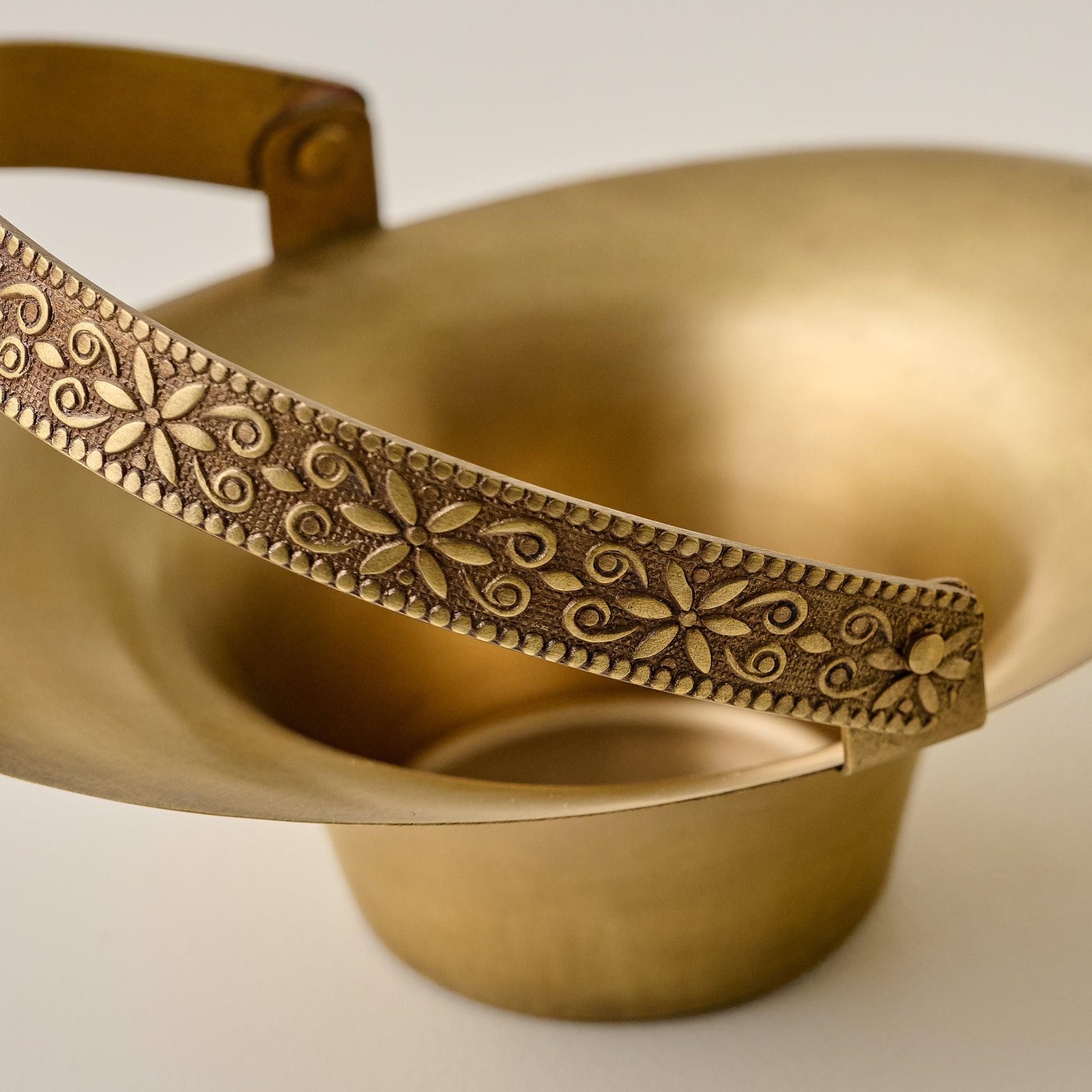Etched Brass Trinket Dish up close