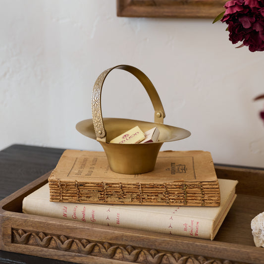 Etched Brass Trinket Dish shown styled