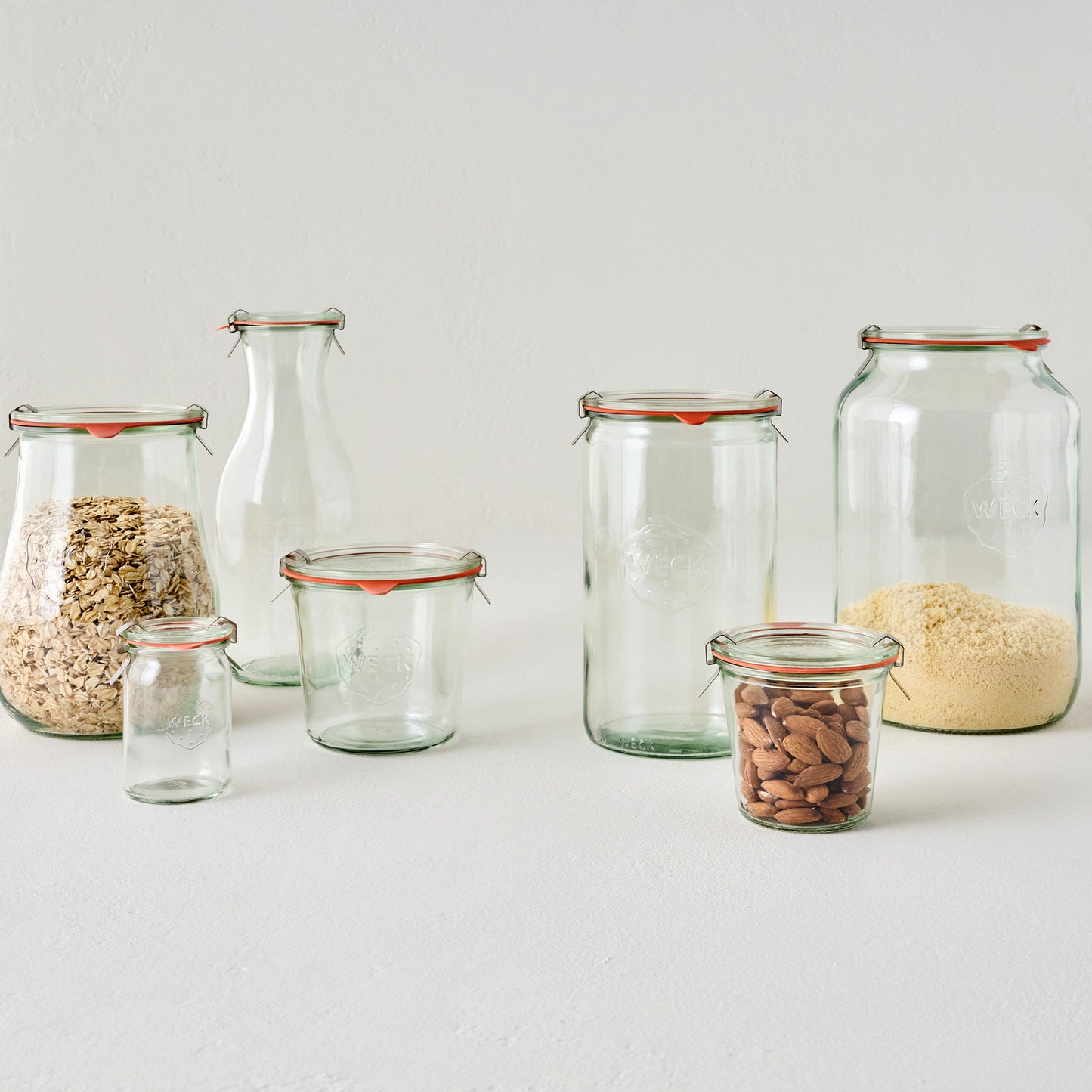 Weck 974 1 1/2 L Cylindrical Jar shown with other various weck jars
