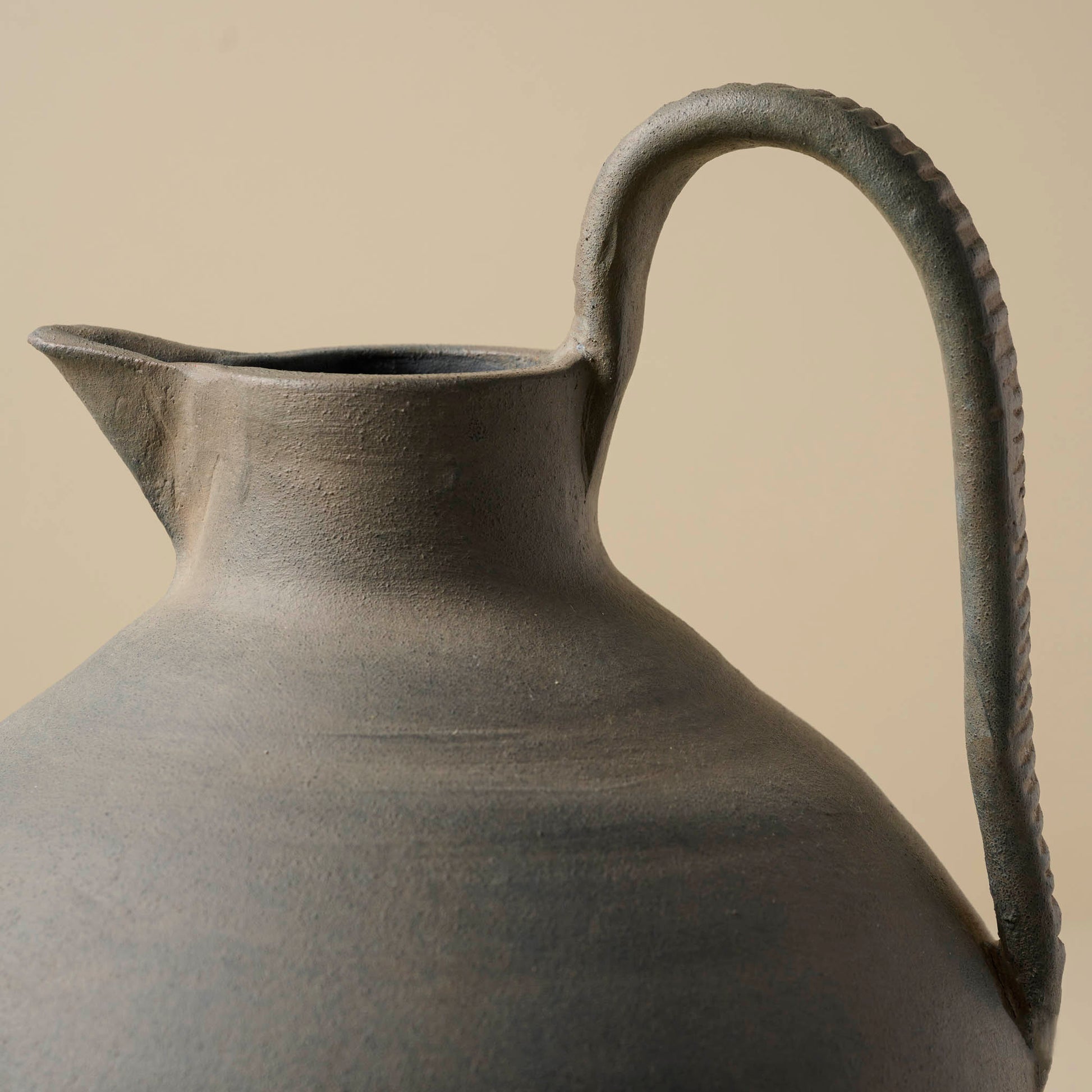 Ravine Black Ceramic Jug close up