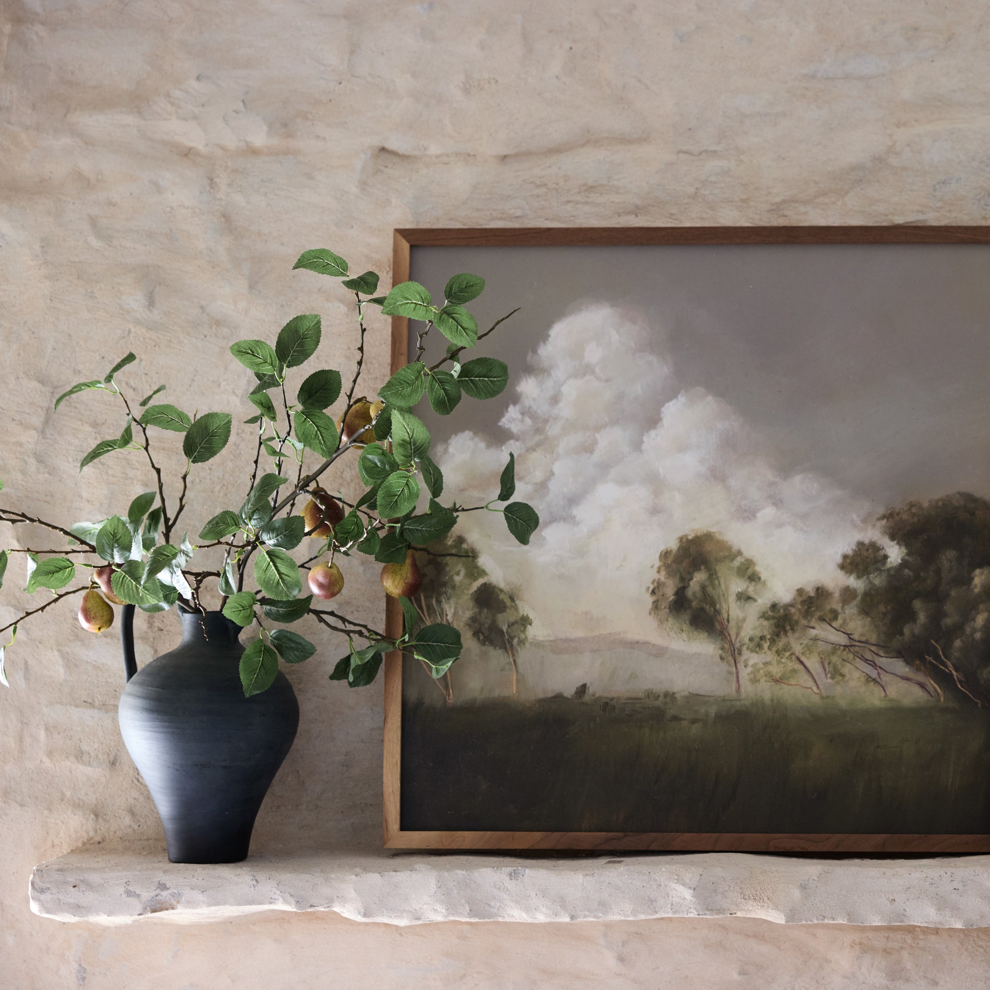 Ravine Black Ceramic Jug on a mantle