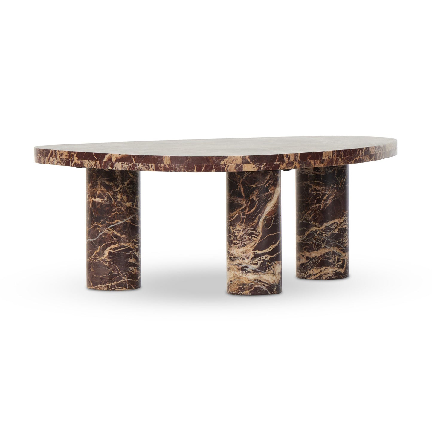 Large Aurora Marble Nesting Coffee Table in Merlot
