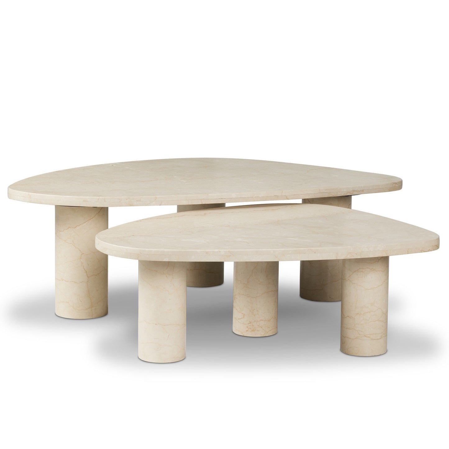 Aurora Marble Nesting Coffee Table Set in cream