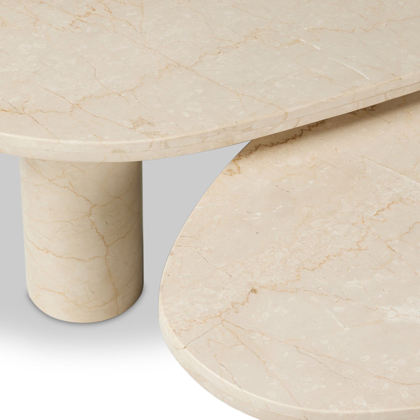 Aurora Marble Nesting Coffee Table Set in cream up close