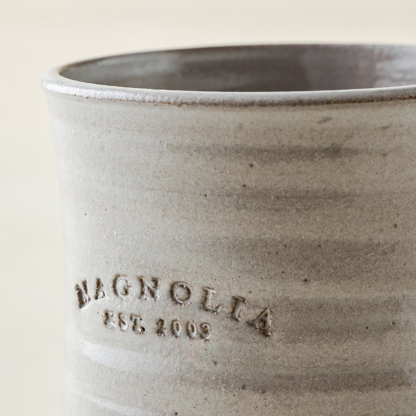 Magnolia Established Mug close up of magnolia logo on mug