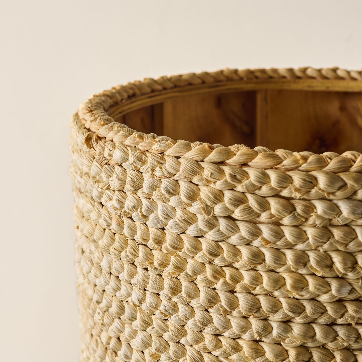 Bleached Woven Plant Stands close up