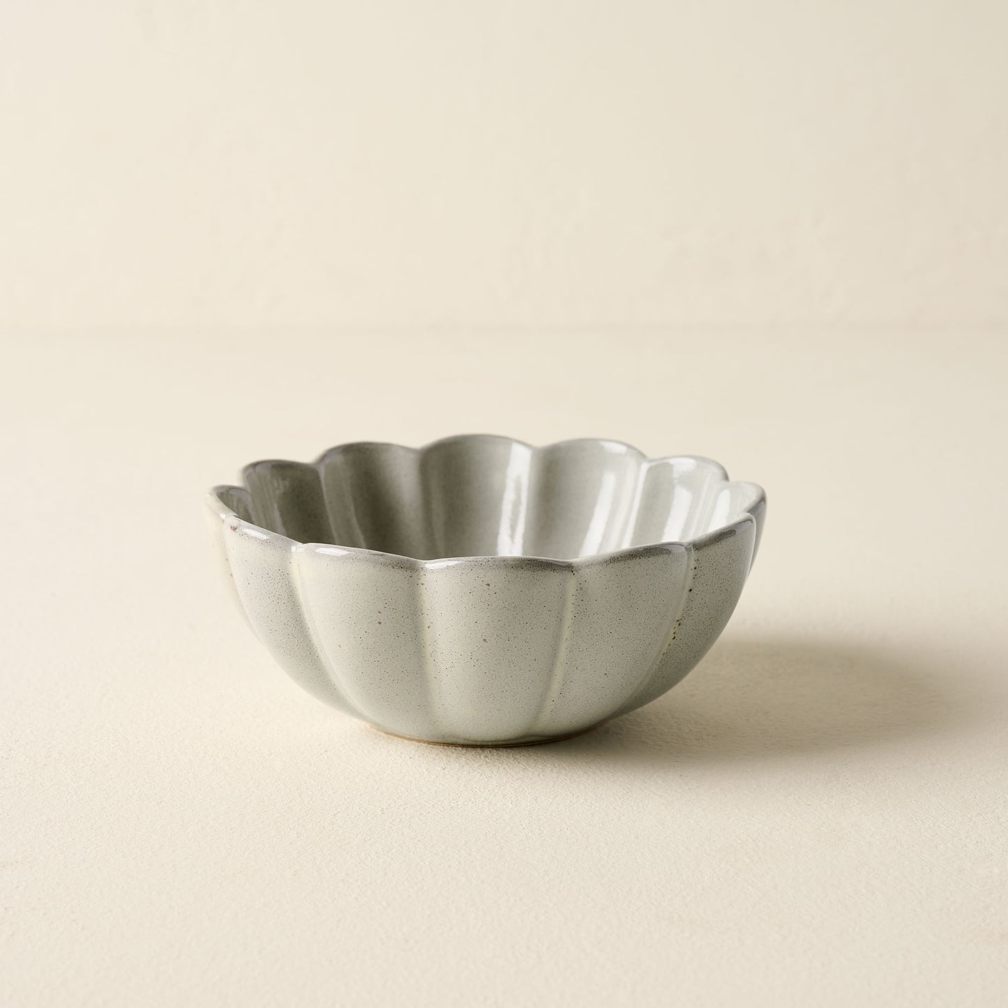 Grey Scalloped Cereal Bowl
