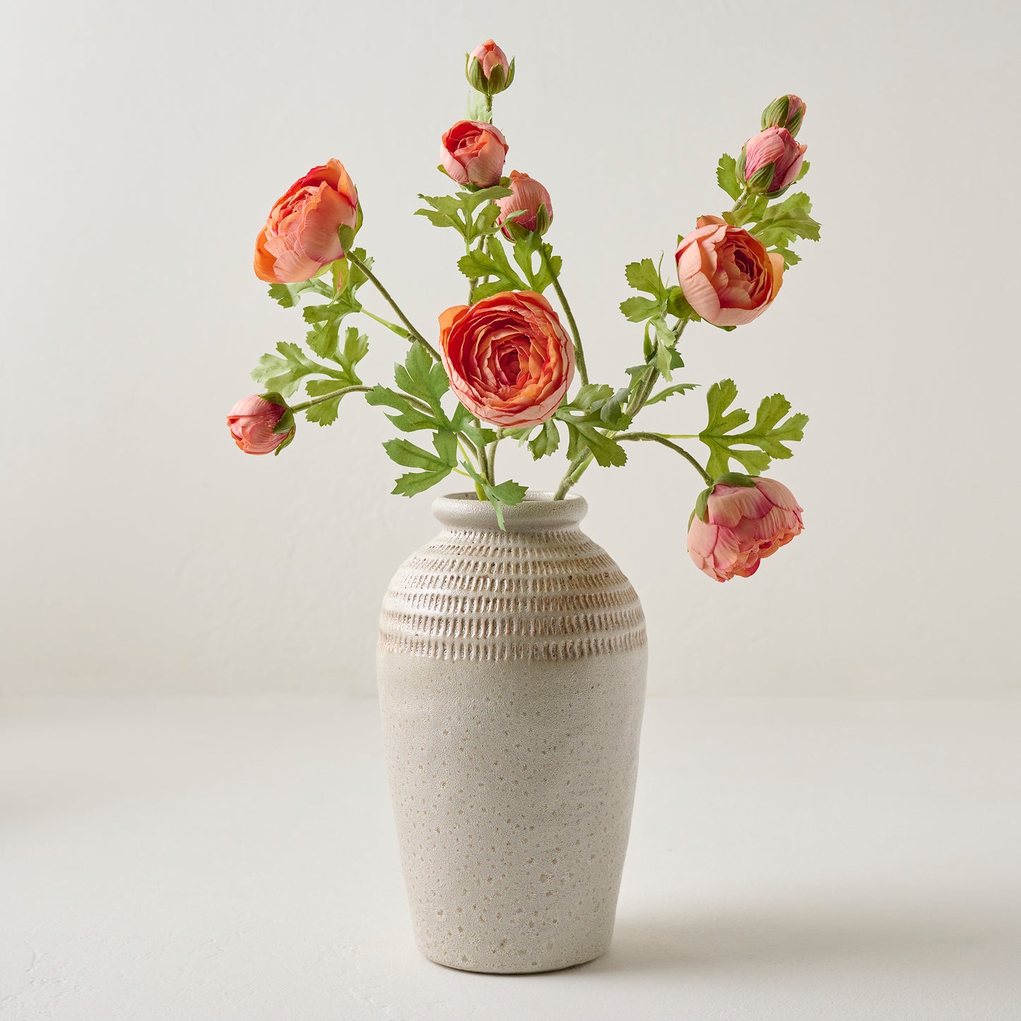 Short Sawyer Rustic Cream Vase shown with florals