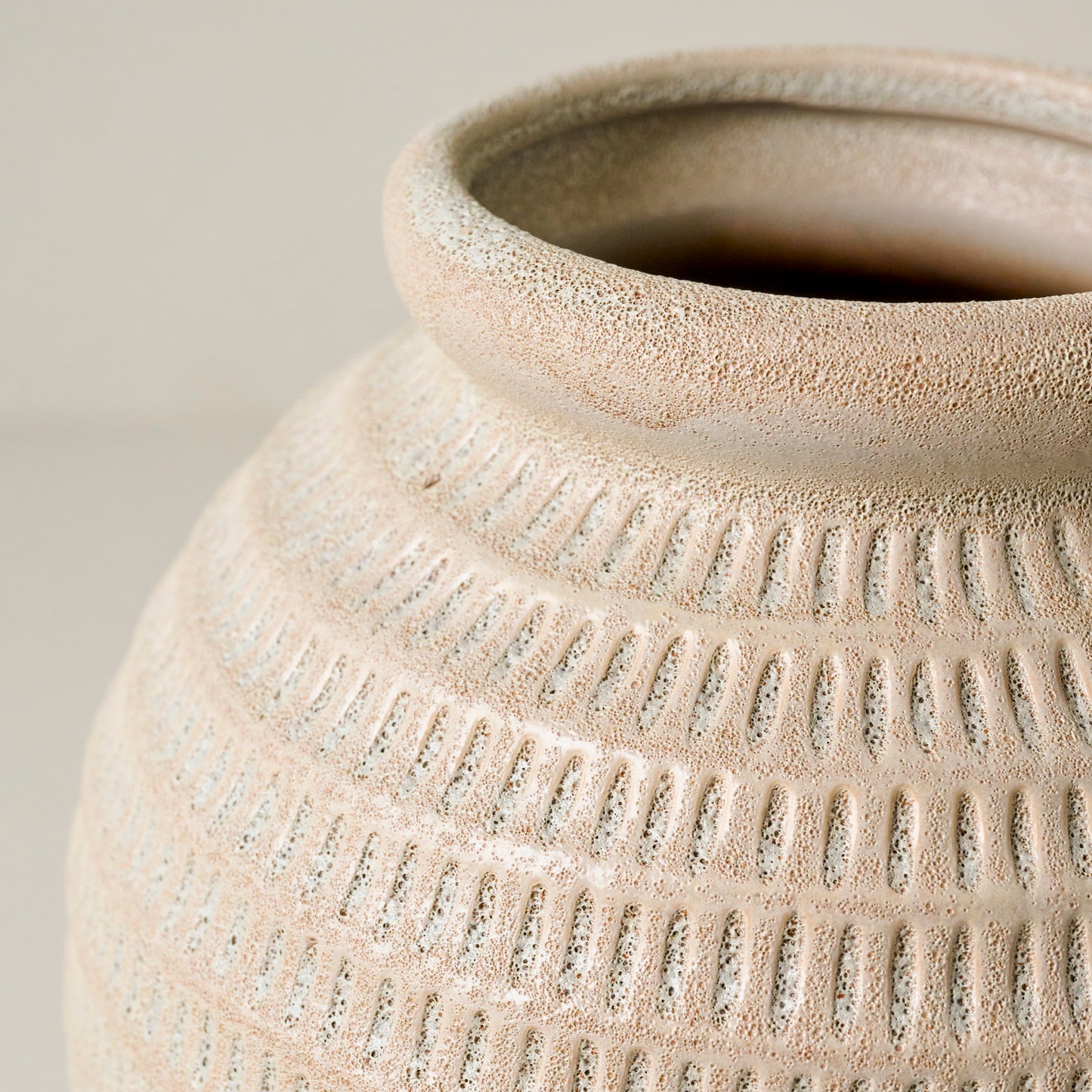 Tall Sawyer Rustic Cream Vase Up close