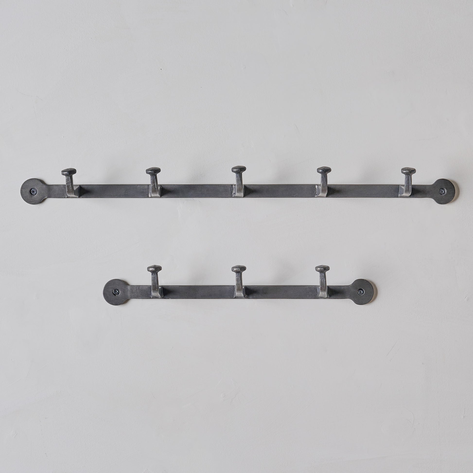 Small and Large Hammered Aged Iron Wall Hooks