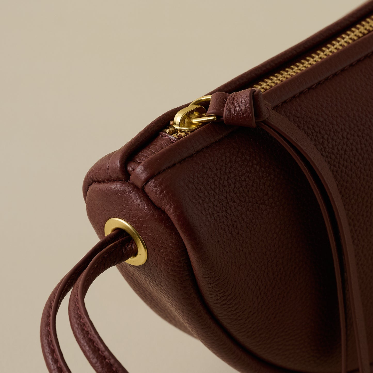 Brown Half Moon Bag up close