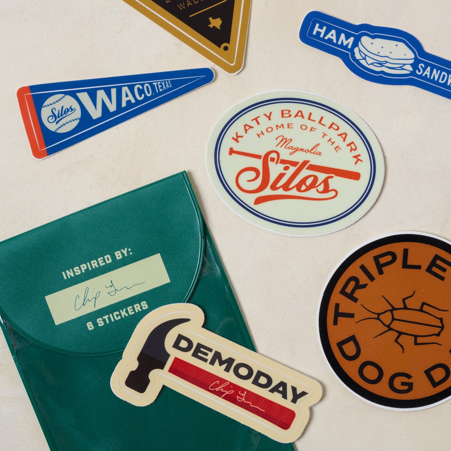 Chip's Sticker Pack stickers close up