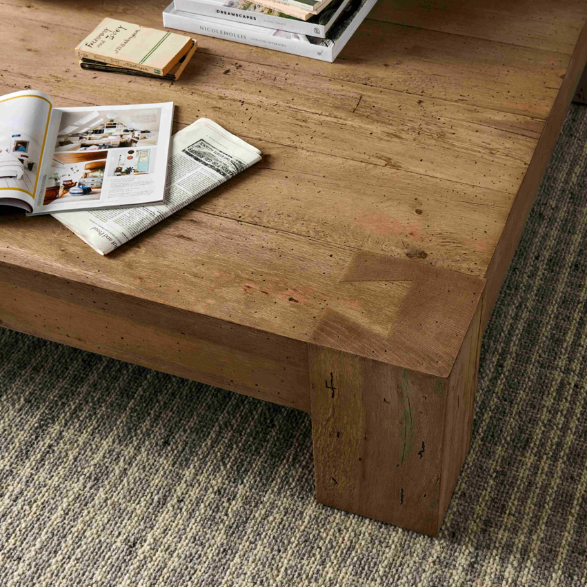 Powell Coffee Table close up in a living room on a rug