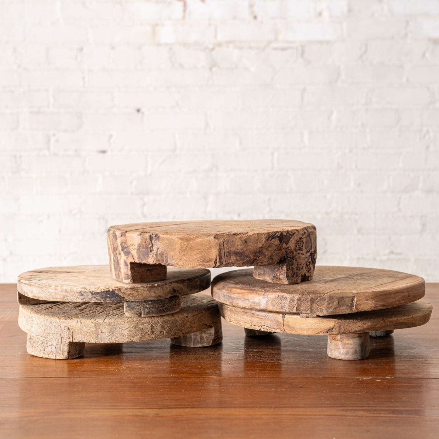 9" Found Wooden Risers shown stacked