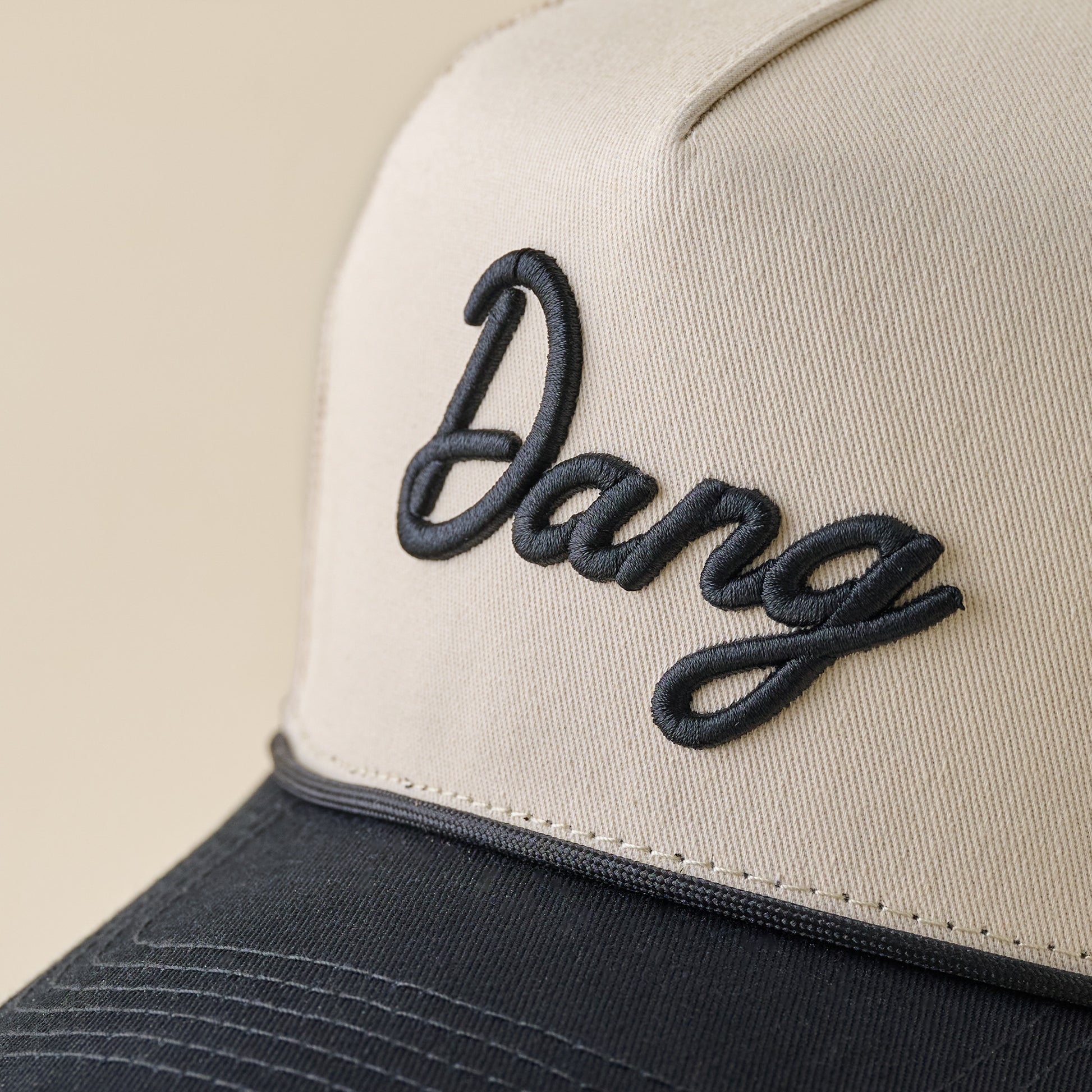 Dang Black and Cream Mesh Hat up close