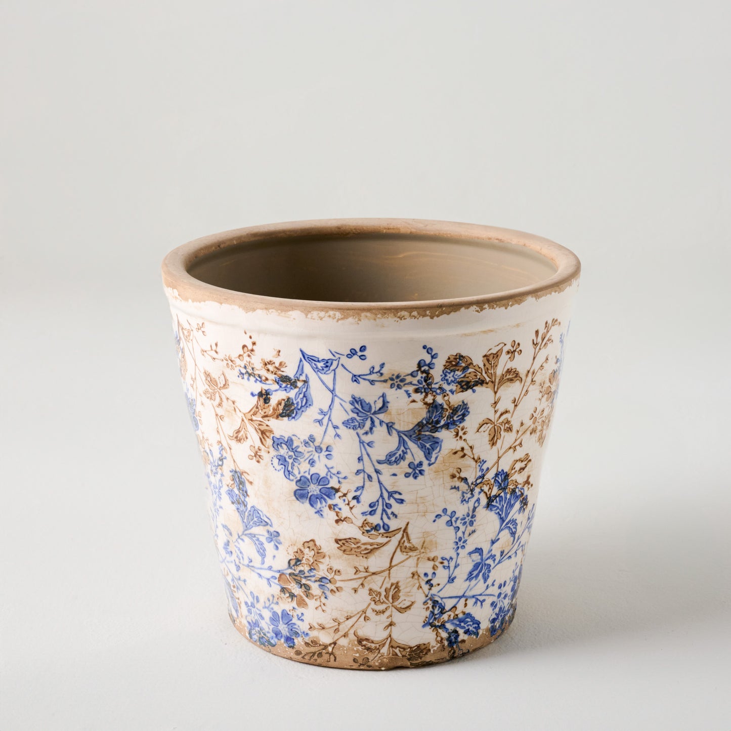 8.5 Blue and White Distressed Planter
