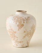 Taupe Distressed Floral Vase