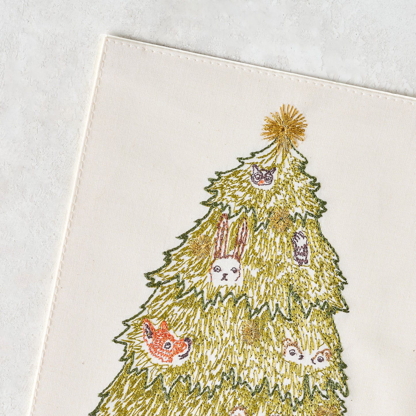 Embroidered Peek a Tree Card close up