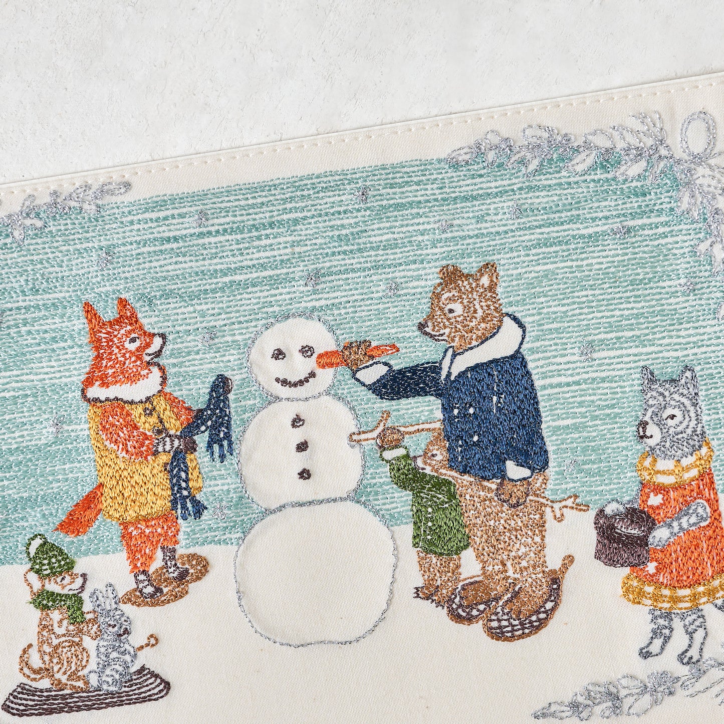 Embroidered Snowman Card up close