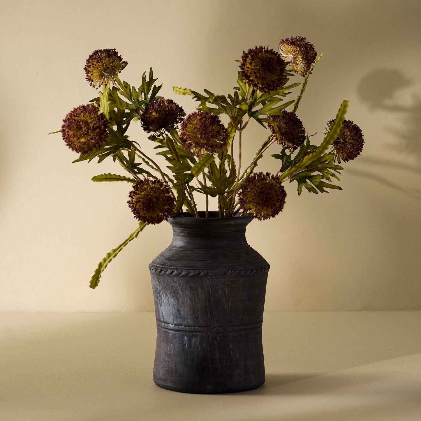 Brown Large Thistle Bush shown in dark vase