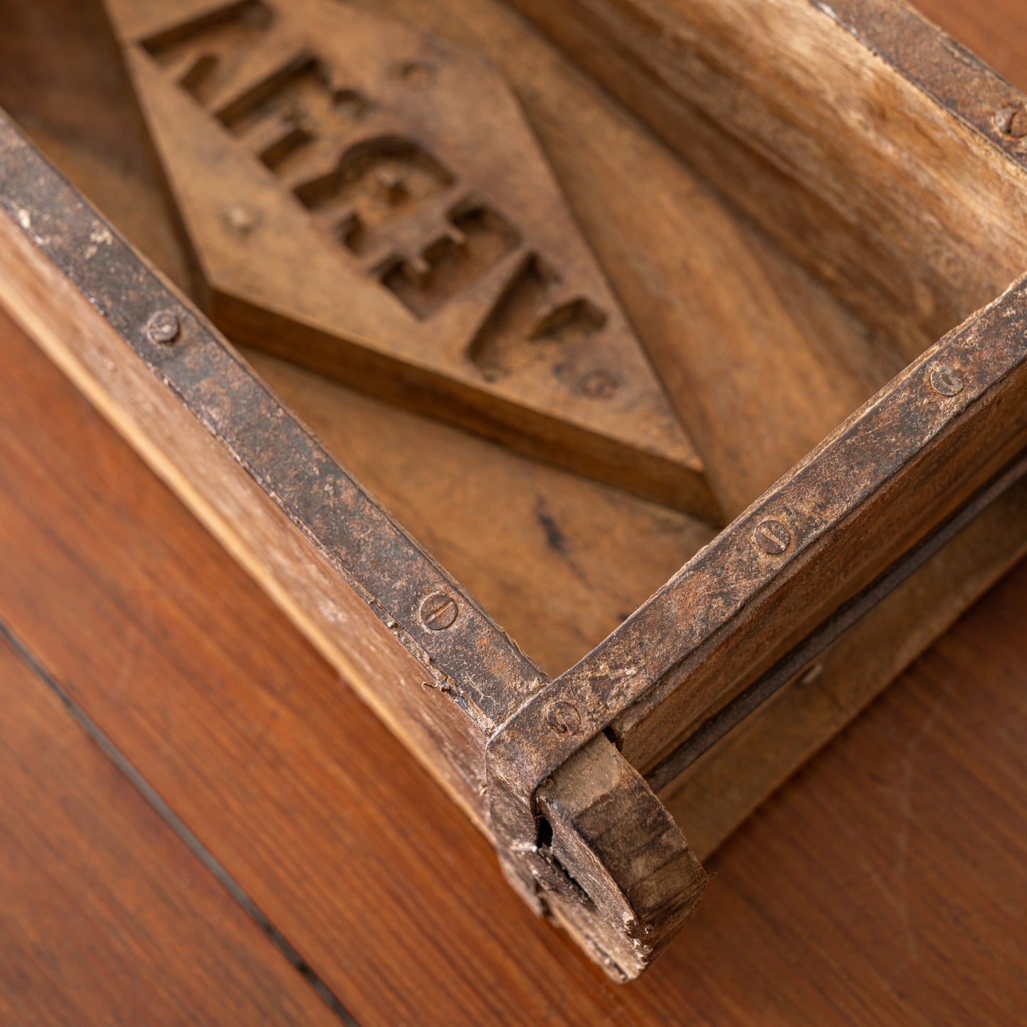 Found Wooden Brick Mold - Single inside up close