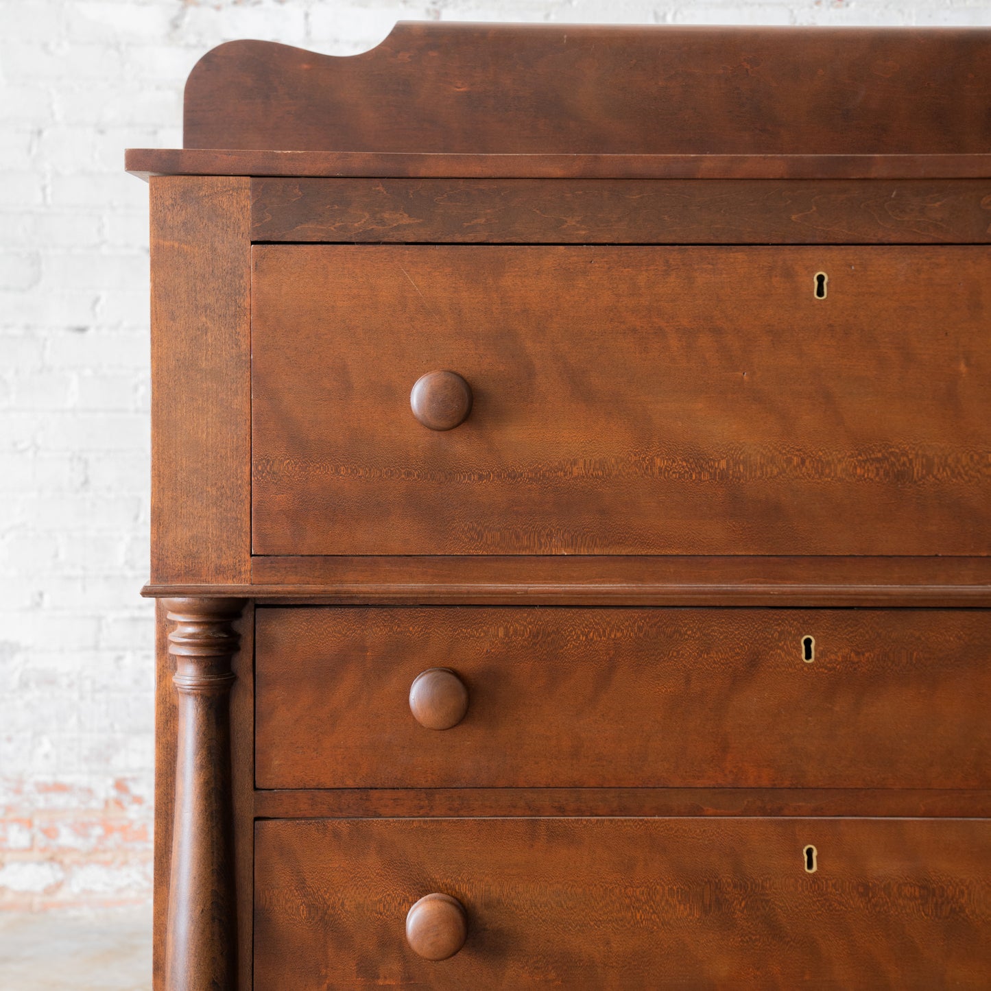 Vintage Solid Wood Four Drawer Dresser drawer up close