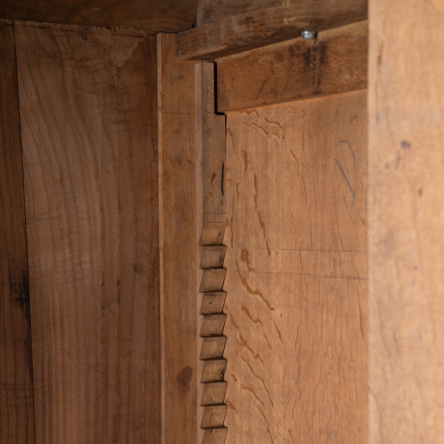 view inside antique armoire