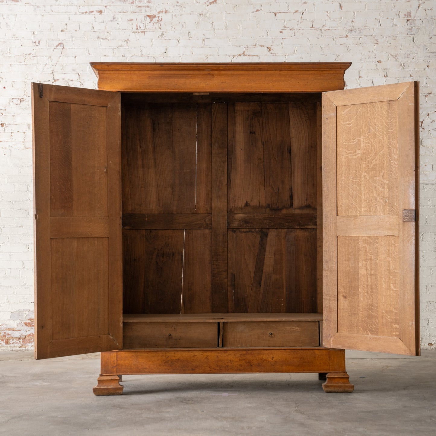 Antique Solid Wood Armoire from the Netherlands with open doors