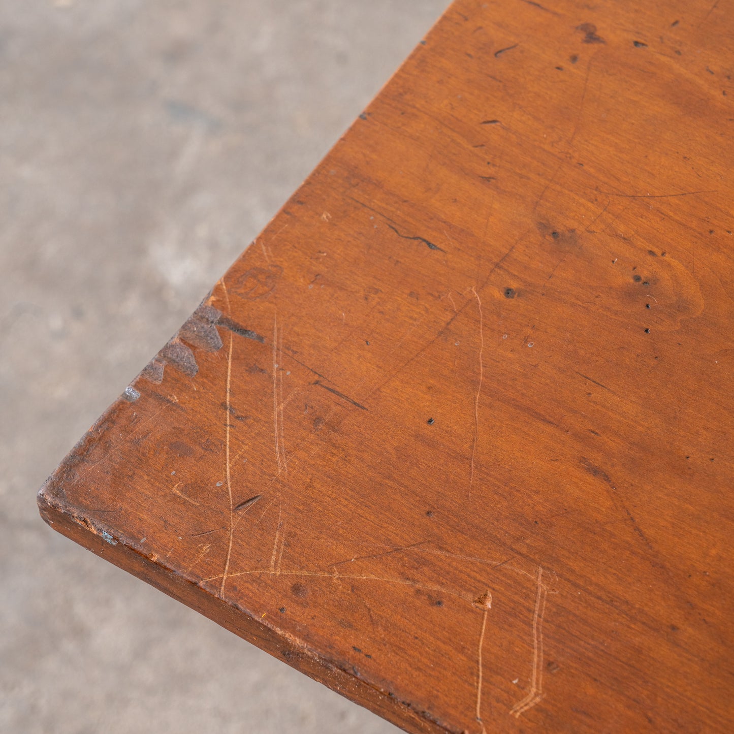 Antique Primitive Drop Leaf Table Circa 1830 tabletop corner shown up close