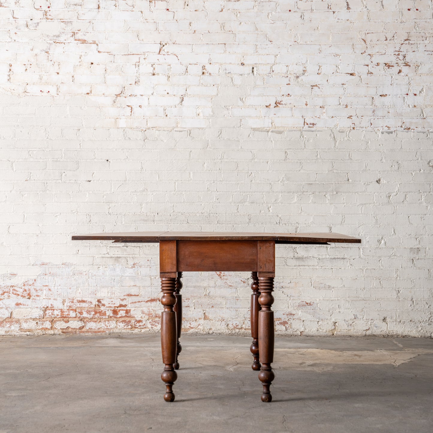 Antique Primitive Drop Leaf Table Circa 1830 shown with leaf up