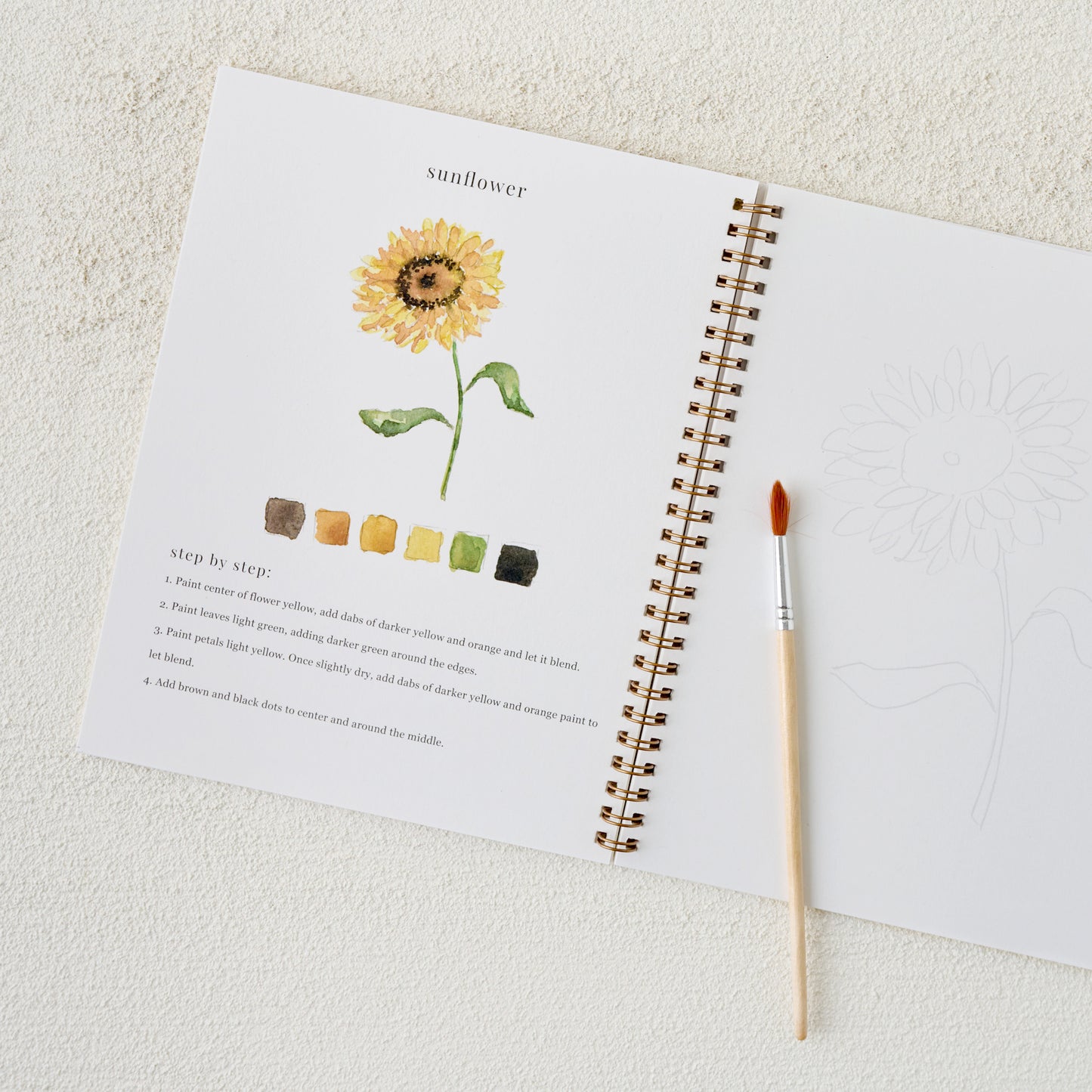 Flowers Watercolor Workbook shown open