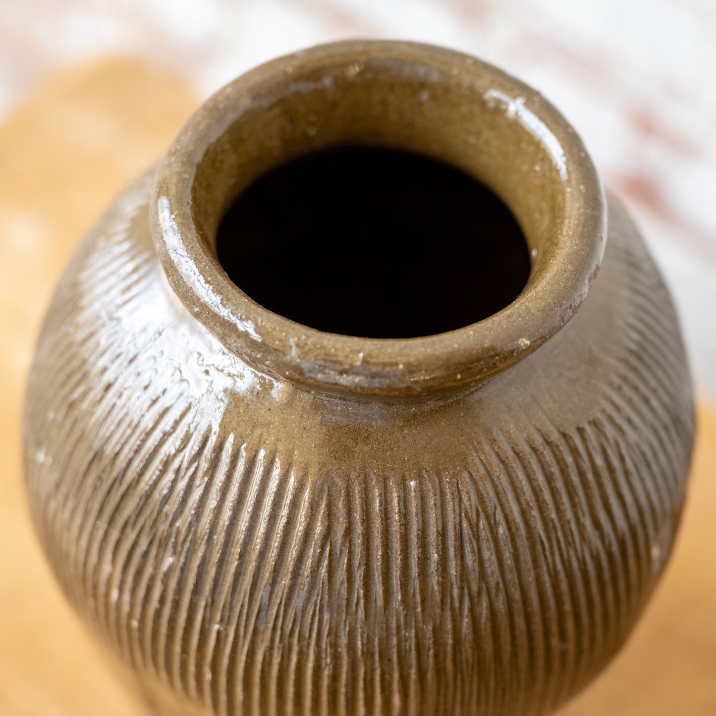 Galena Found Clay Jar close up of top of jar