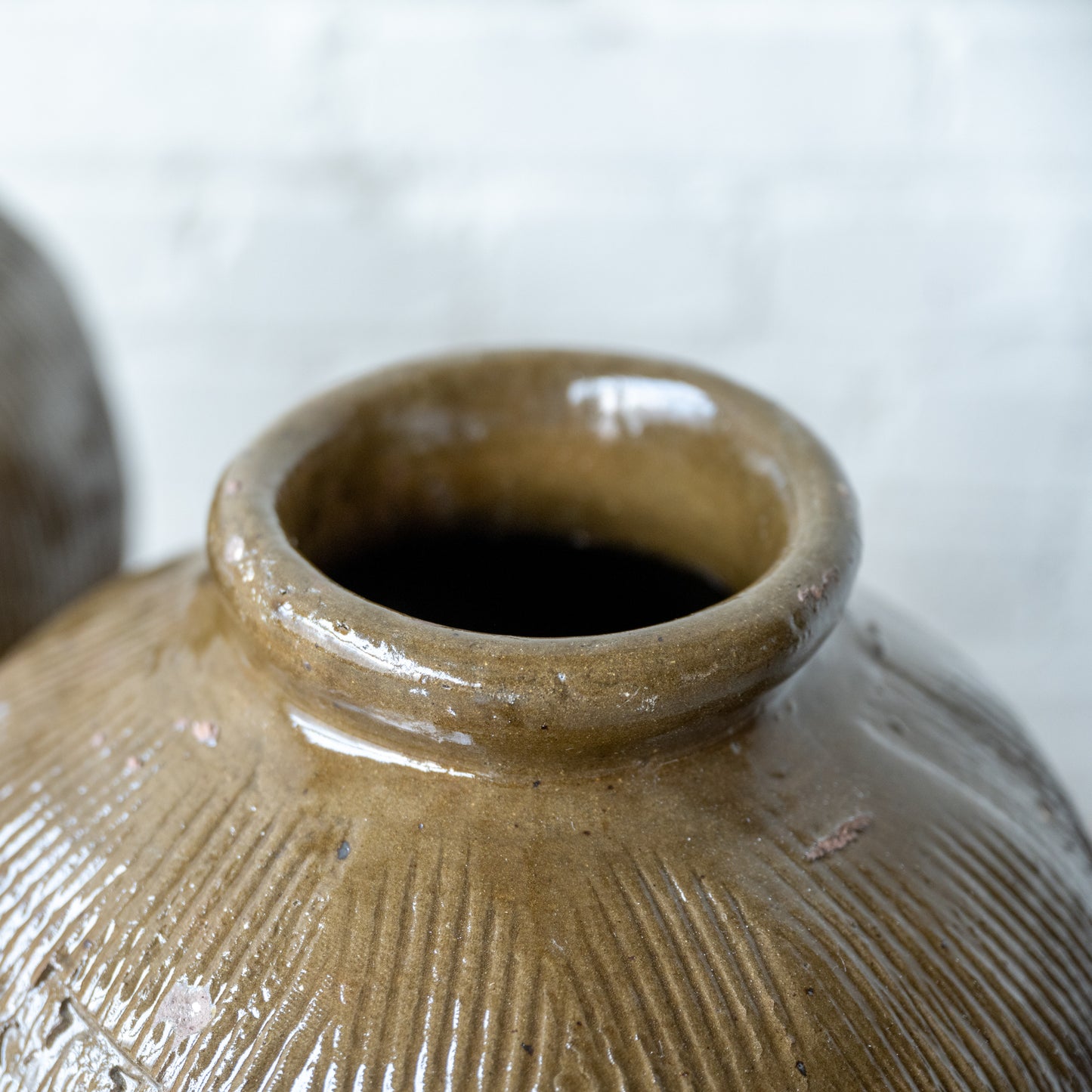 Galena Found Clay Jar - large close up of top of jar